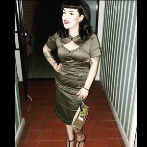 Vintage inspired military wiggle dress - Size M